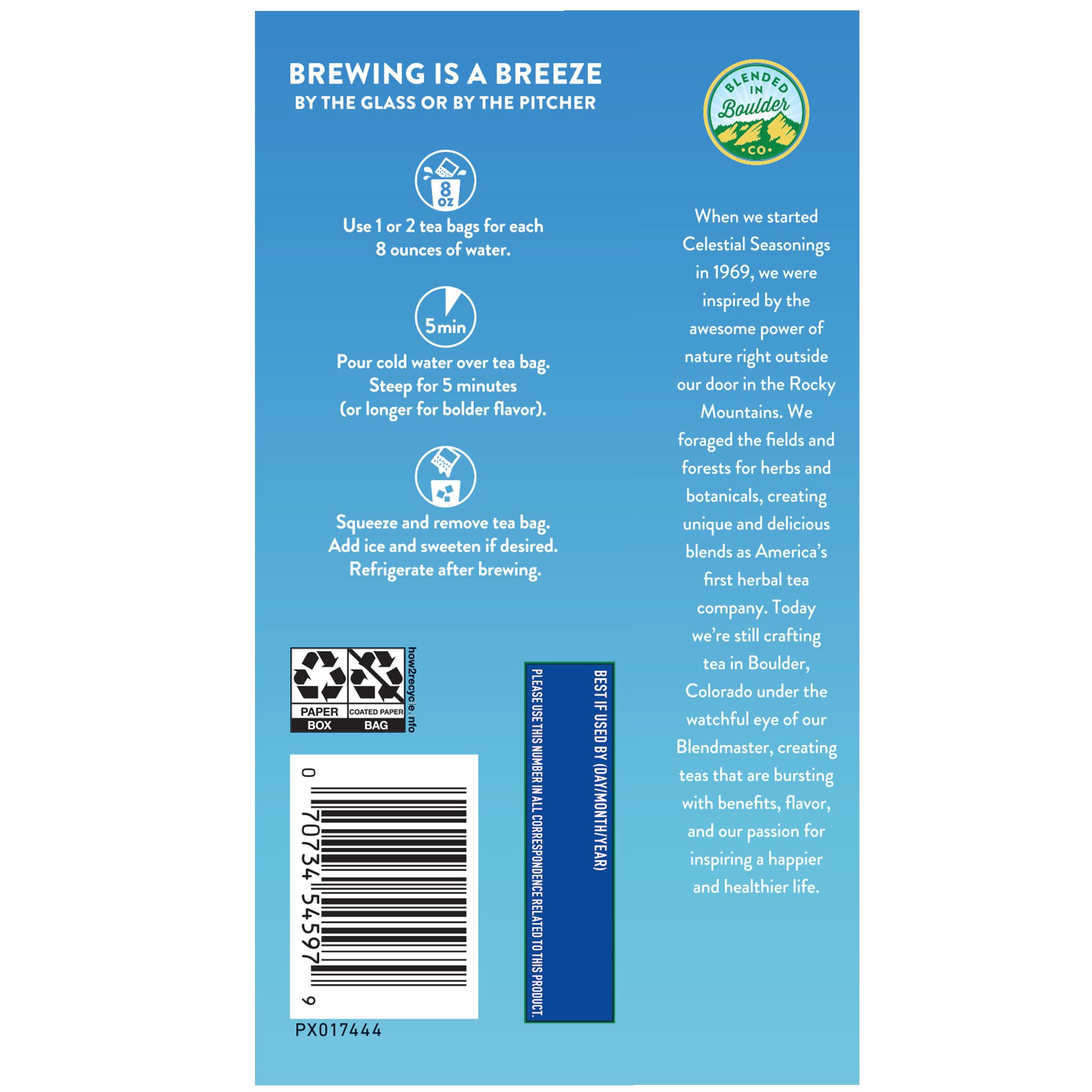 Celestial Seasonings Non-GMO Project Verified tea supports clean ingredients.