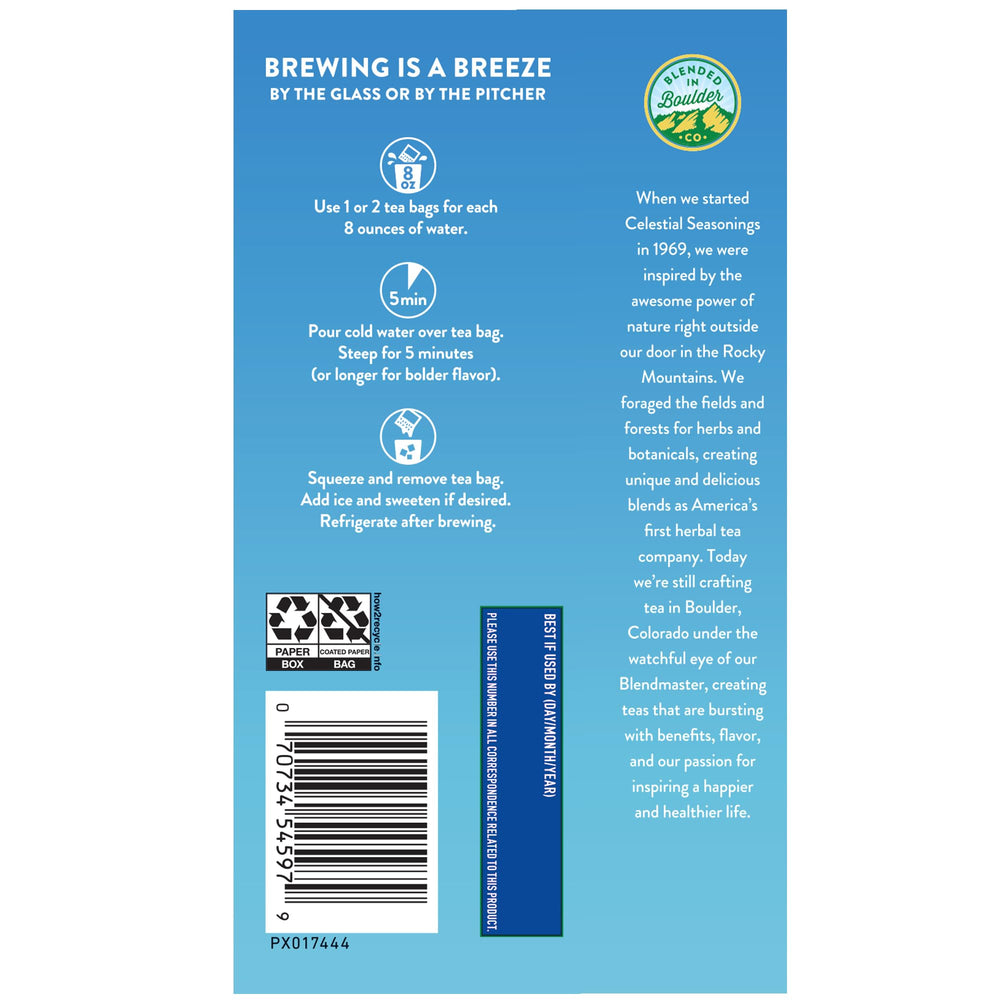 Celestial Seasonings Non-GMO Project Verified tea supports clean ingredients.