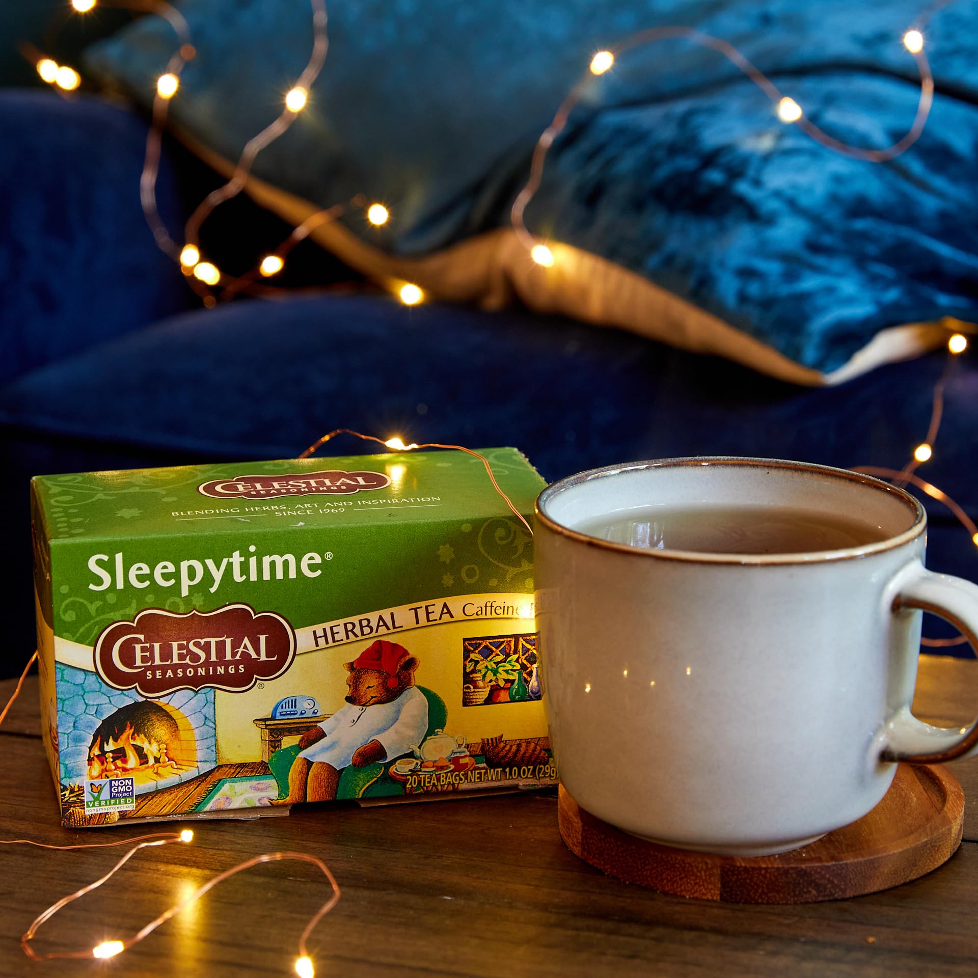 Celestial Seasonings Peppermint & Chamomile tea bag for refreshing flavor