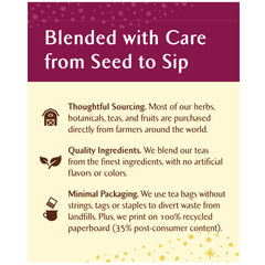 Celestial Seasonings packaging made with recycled boxes to reduce waste.