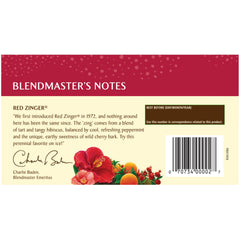Celestial Seasonings Red Zinger tea bags in a cup, bright and comforting