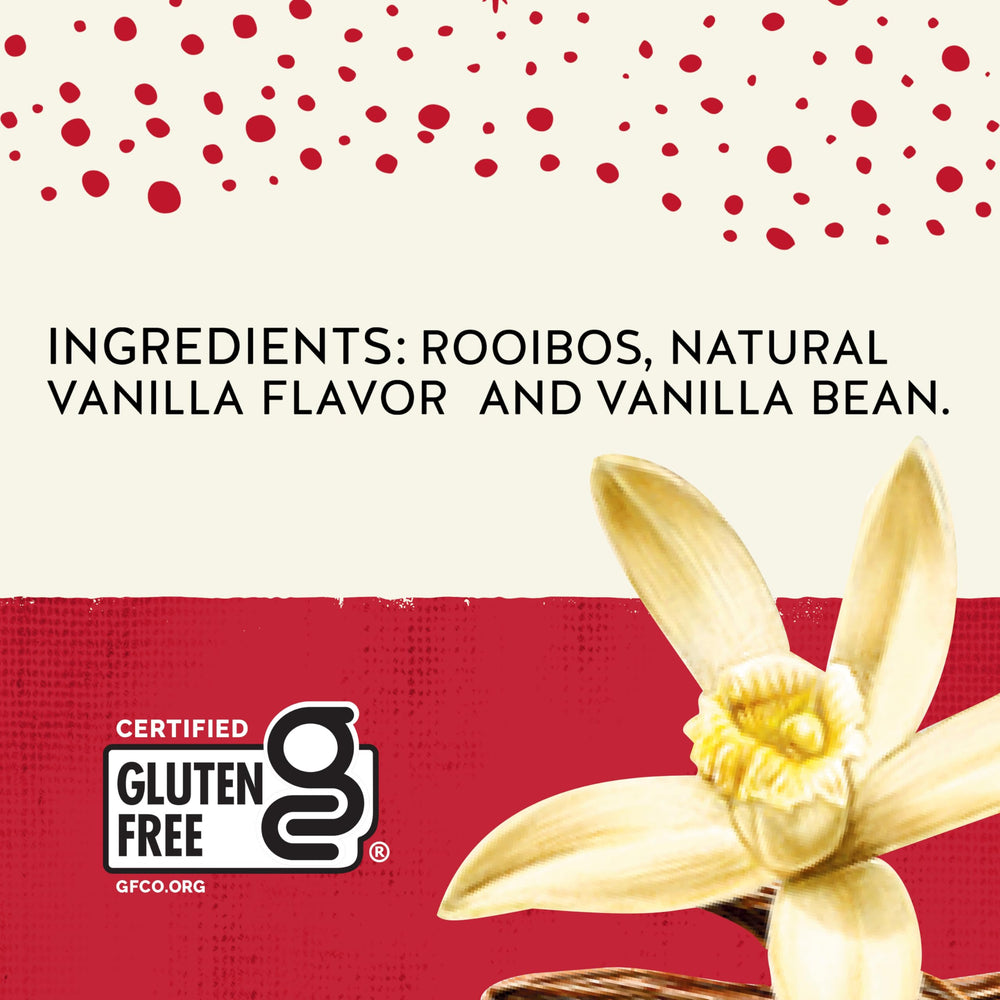 Celestial Seasonings Madagascar Vanilla label signals natural ingredients for a wholesome cup.
