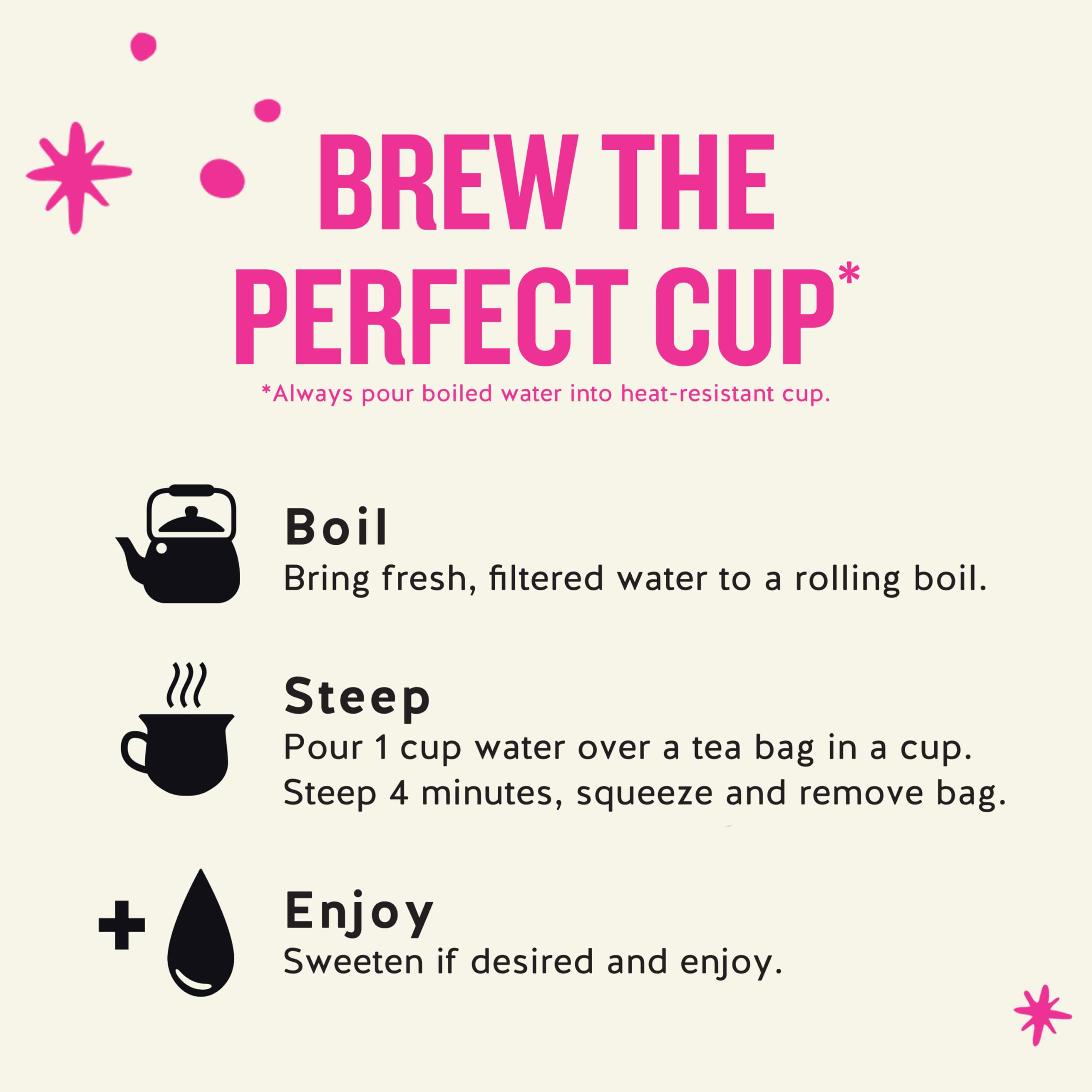 Celestial Seasonings SheWell Raspberry Leaf Tea steeping in a kettle — quick 4 to 6 minute brew