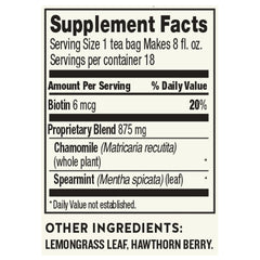 Closeup of Sleepytime Biotin Beauty Rest Tea bag highlighting blend and biotin