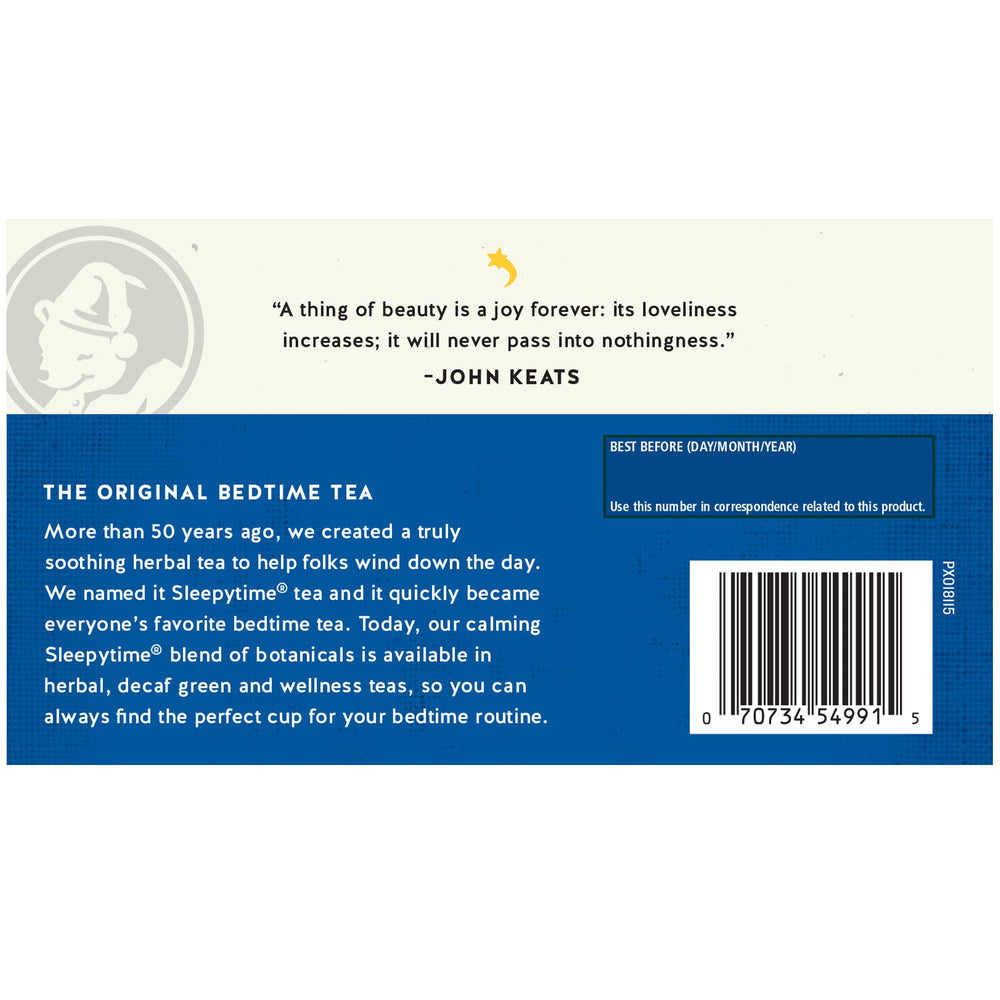 Celestial Seasonings packaging back shows Non-GMO Verified and caffeine-free herbal blend