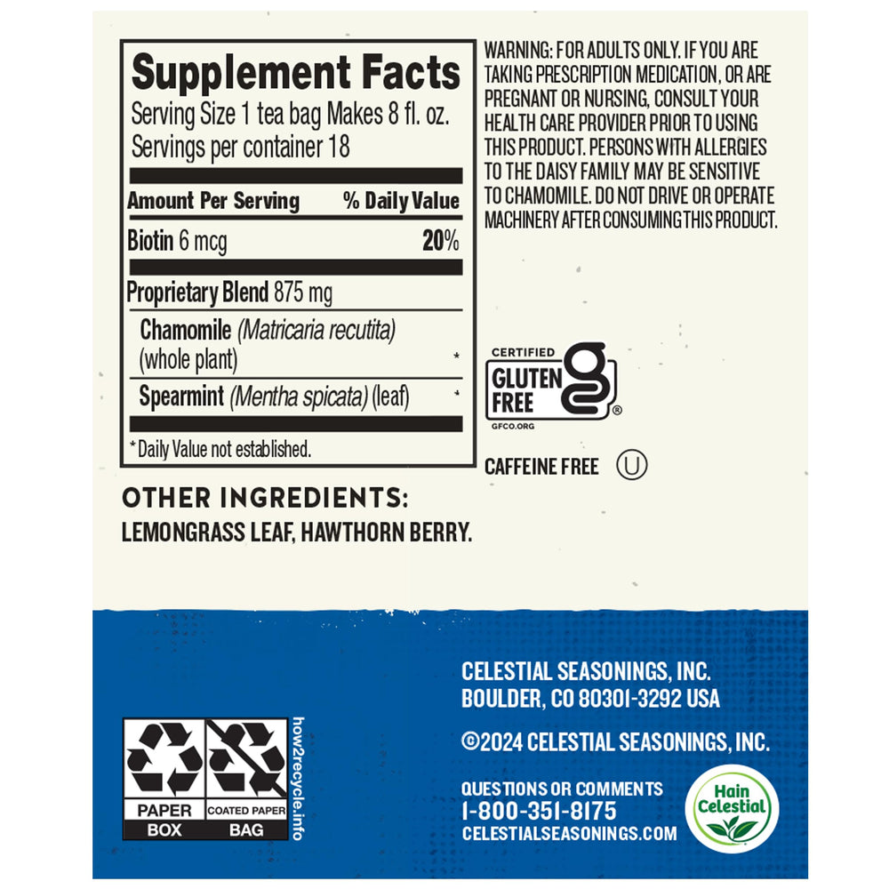 Sleepytime Biotin Beauty Rest Tea bags releasing soothing aroma for a relaxing evening