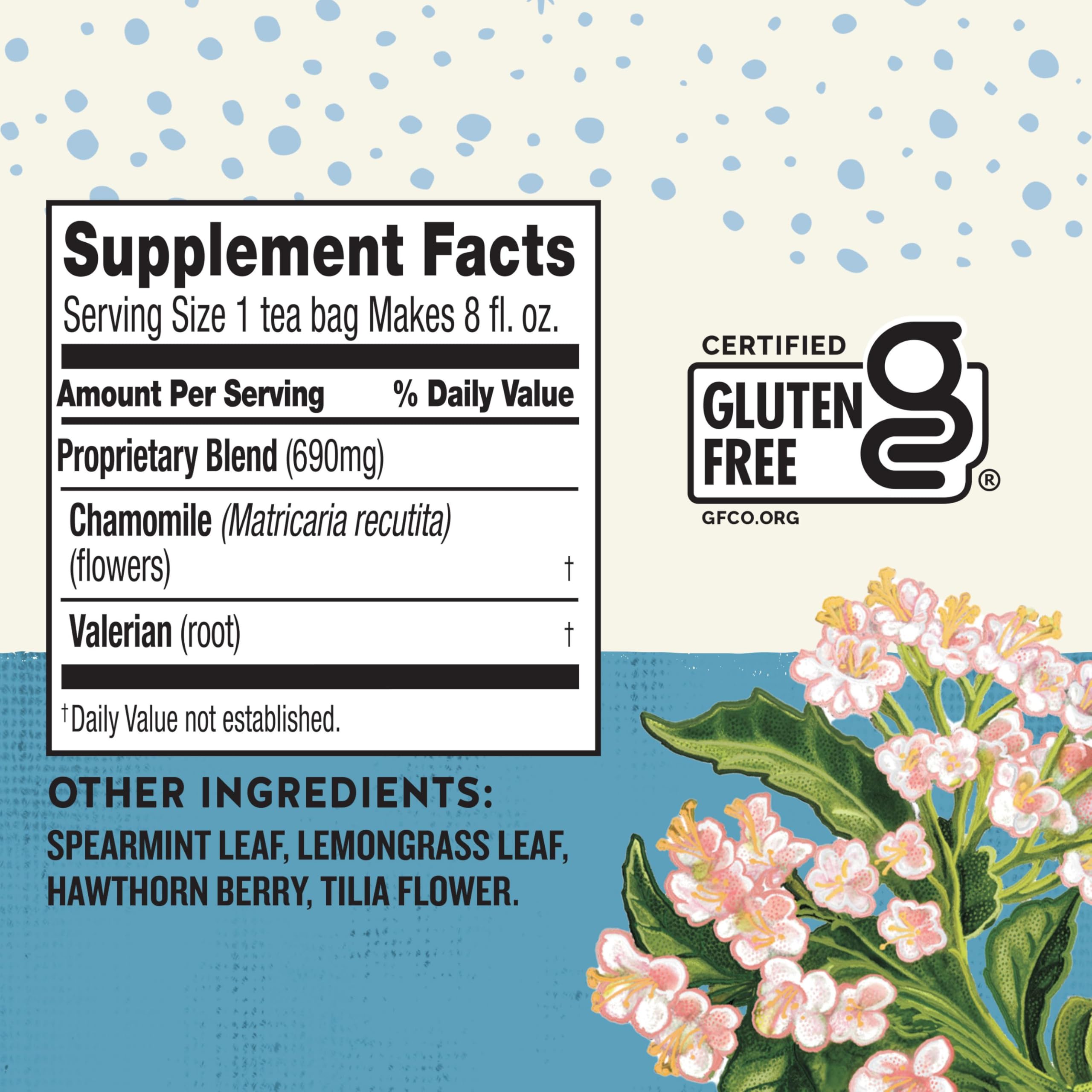 Celestial Seasonings Sleepytime Extra tea bags close-up highlighting caffeine-free relaxation.