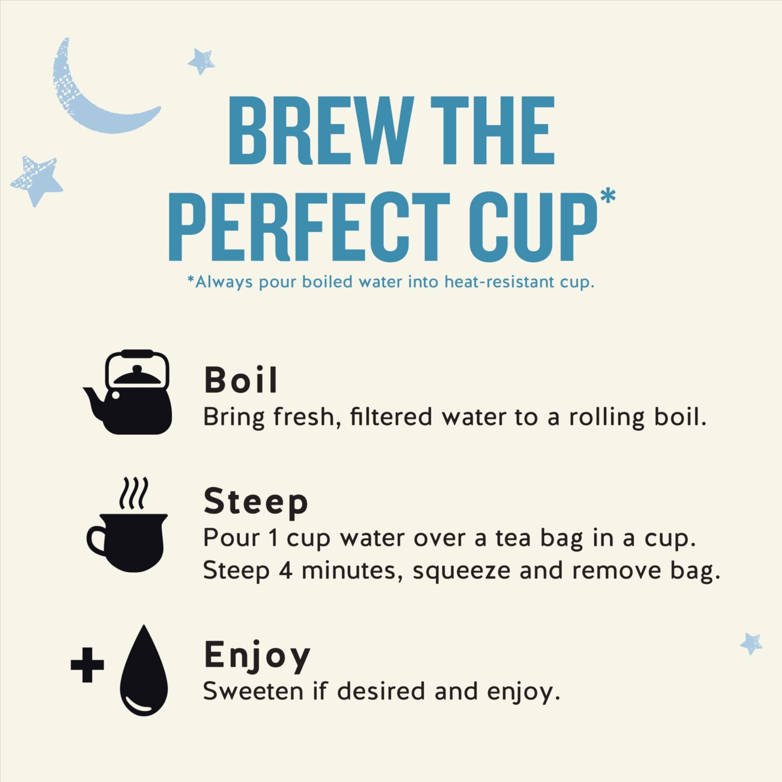Celestial Seasonings Sleepytime Extra tea steeping scene highlights calming nighttime ritual