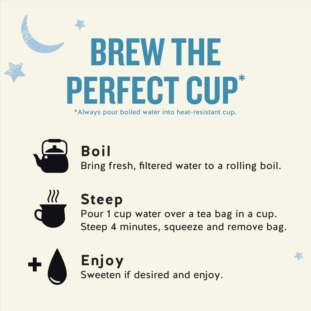 Celestial Seasonings Sleepytime Extra tea steeping scene highlights calming nighttime ritual