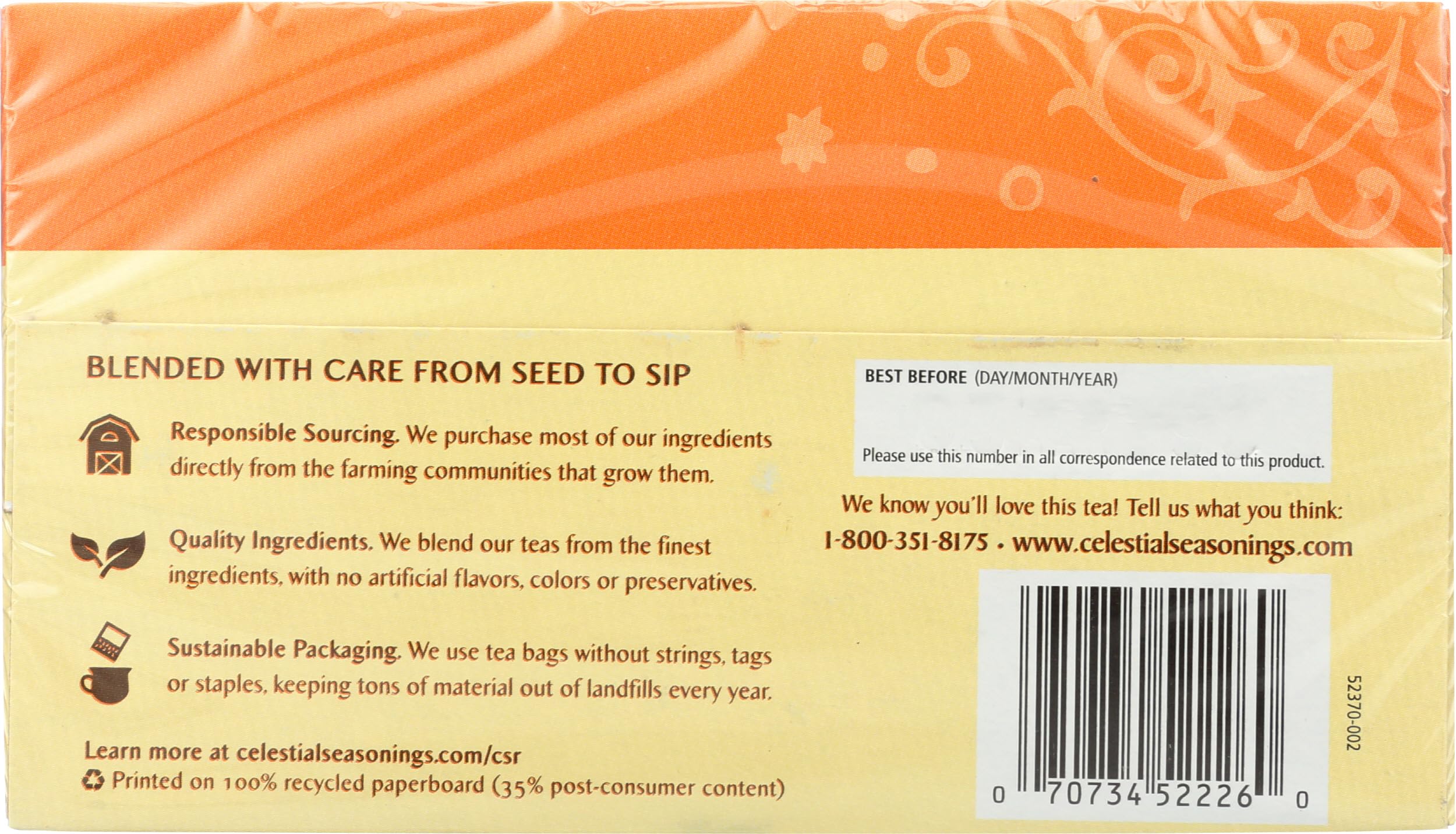 Celestial Seasonings Sleepytime Peach with chamomile and spearmint aroma