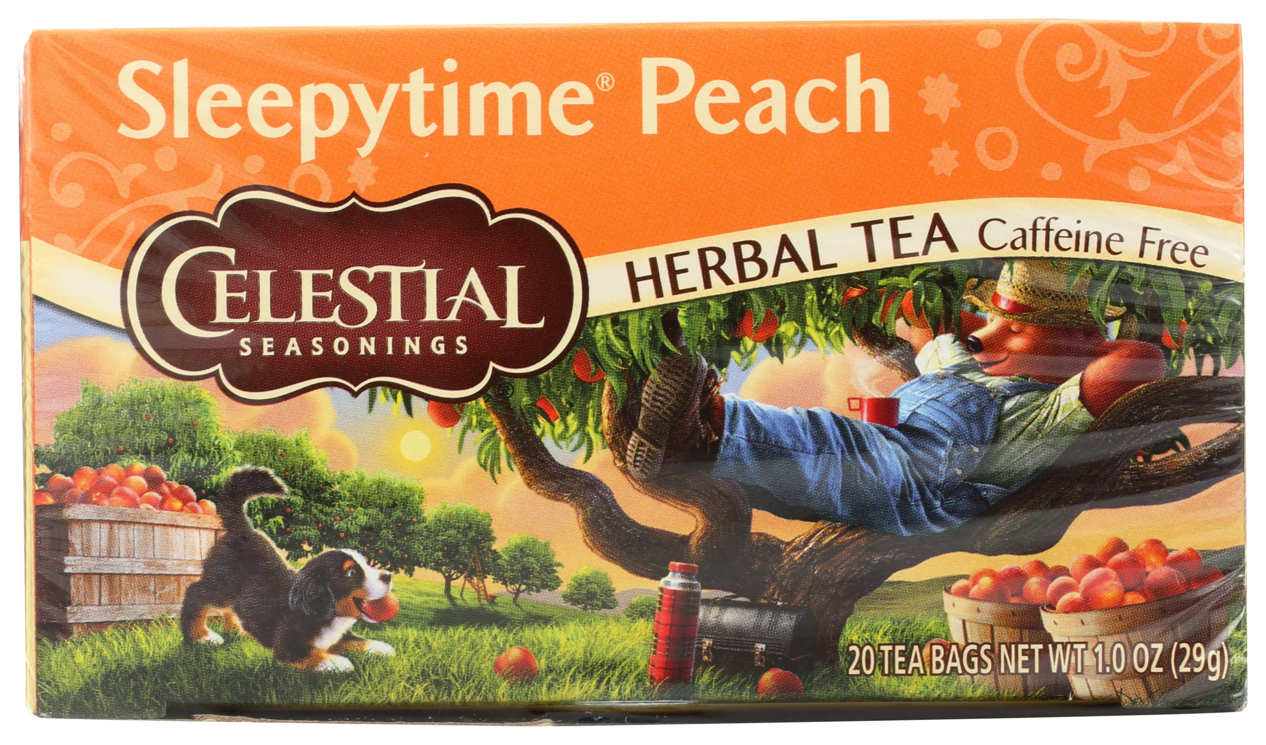 Celestial Seasonings Sleepytime Peach tea bags ready for a calming evening