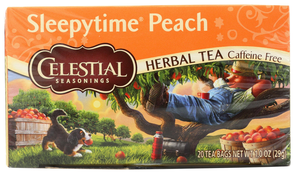 Celestial Seasonings Sleepytime Peach tea bags ready for a calming evening