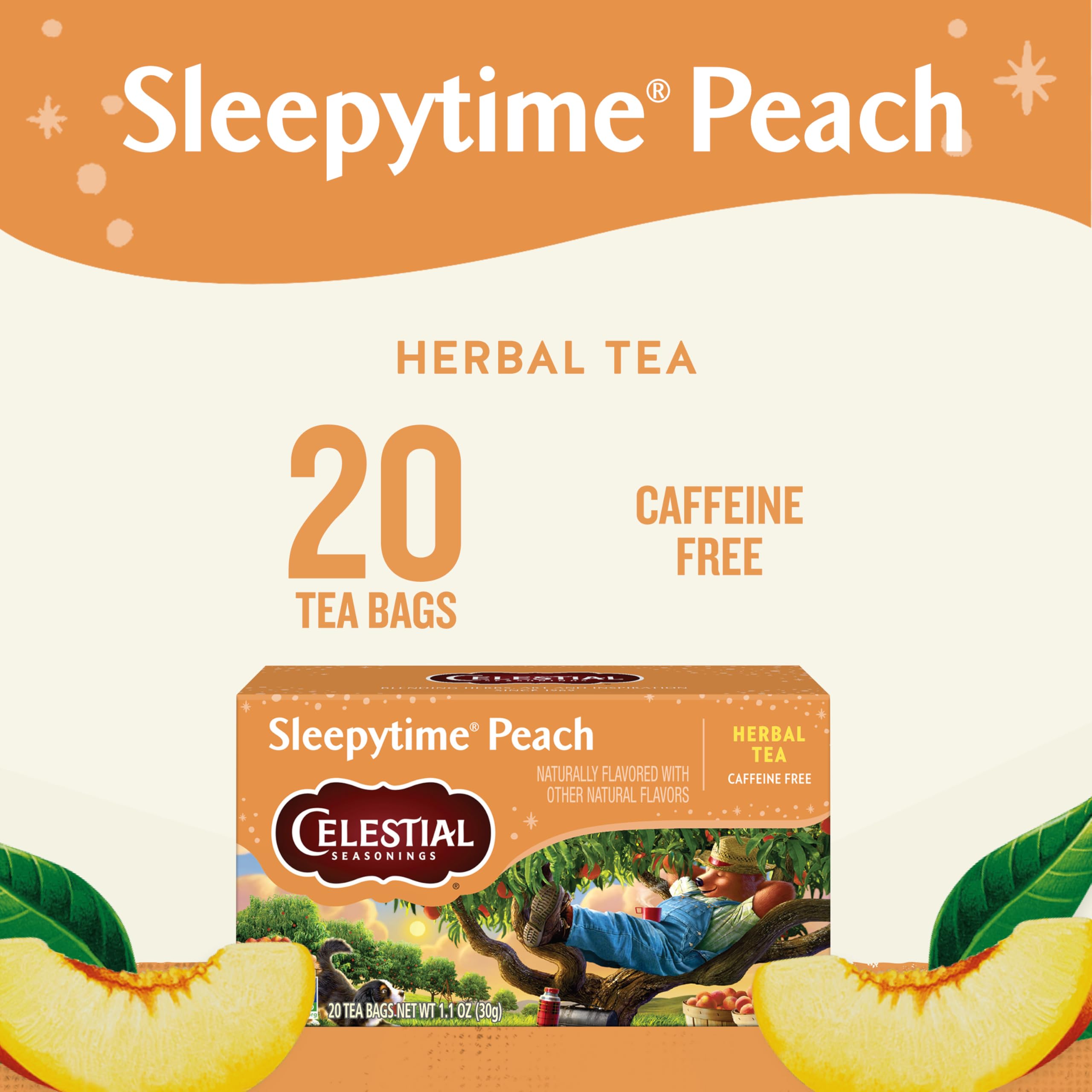 Sleepytime Peach tea boxes shown from the side for packaging view