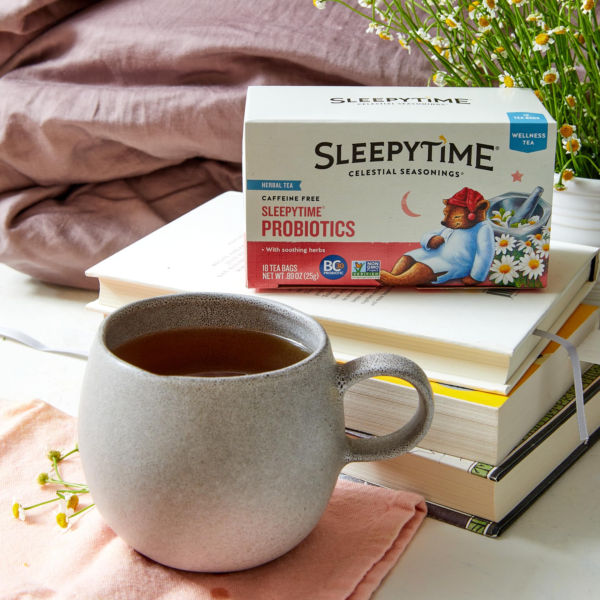 Celestial Seasonings Sleepytime Sinus Soother tea offers soothing steam and comfort.
