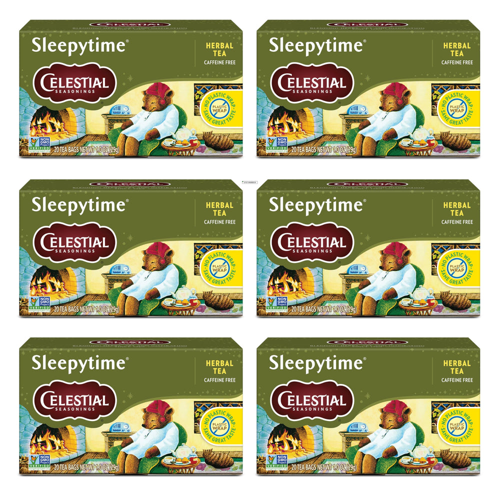 Celestial Seasonings Sleepytime box front suggesting a soothing bedtime ritual.