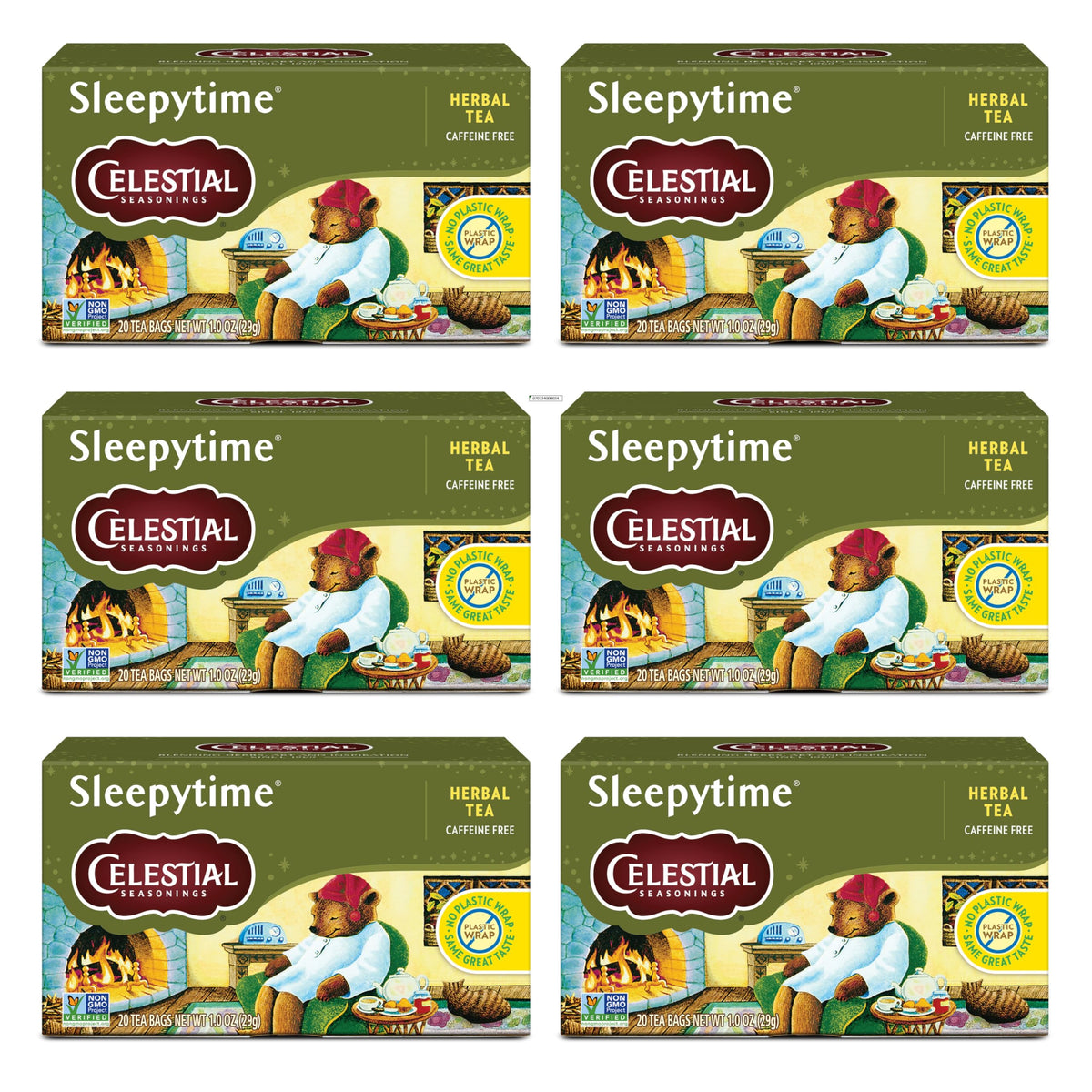 Celestial Seasonings Sleepytime box front suggesting a soothing bedtime ritual.