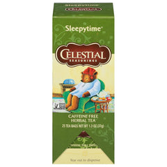 Celestial Seasonings Sleepytime tea box showing calming herbal blend for evening relaxation