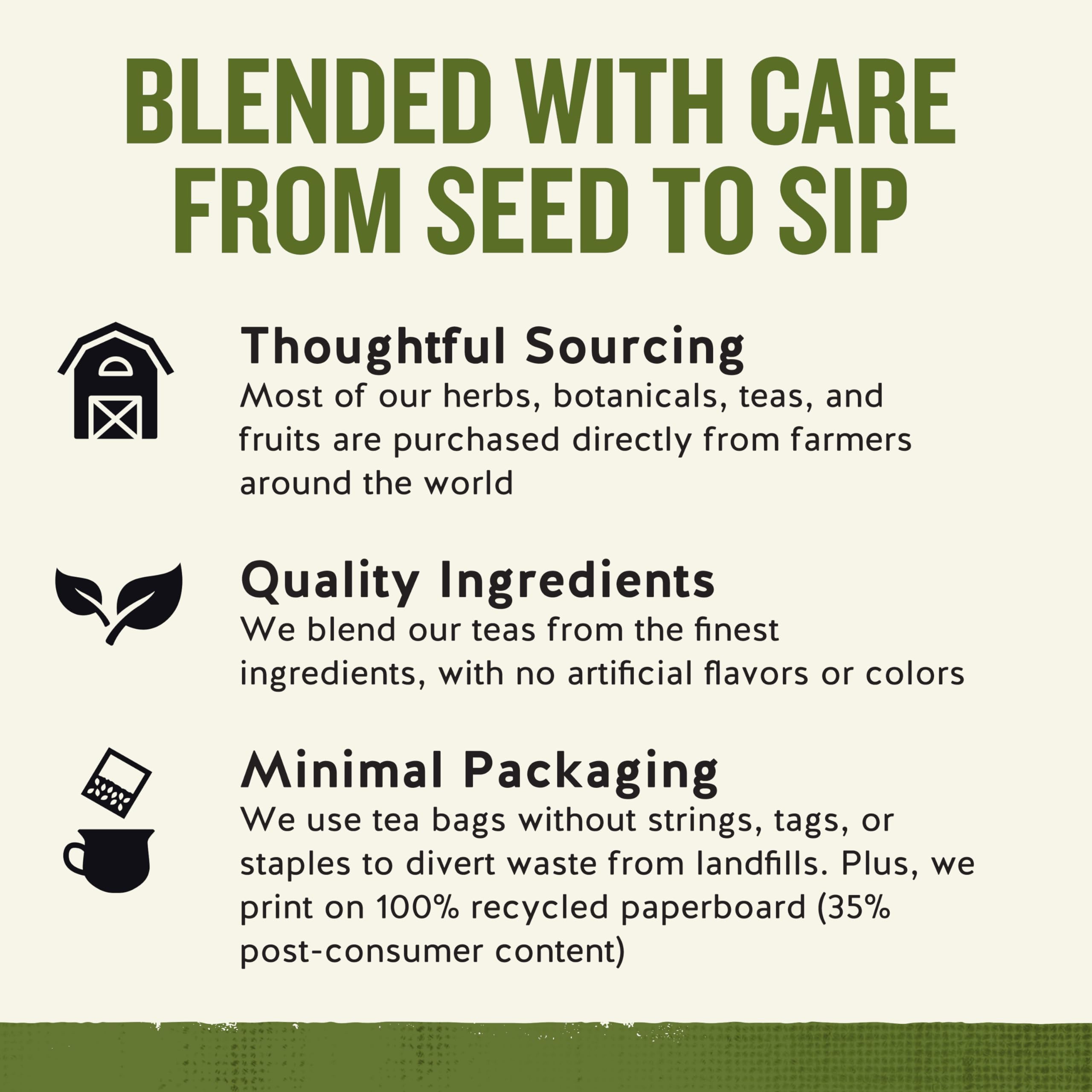 Sleepytime packaging highlights recycled materials and sustainability.