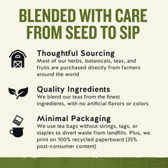 Sleepytime packaging highlights recycled materials and sustainability.