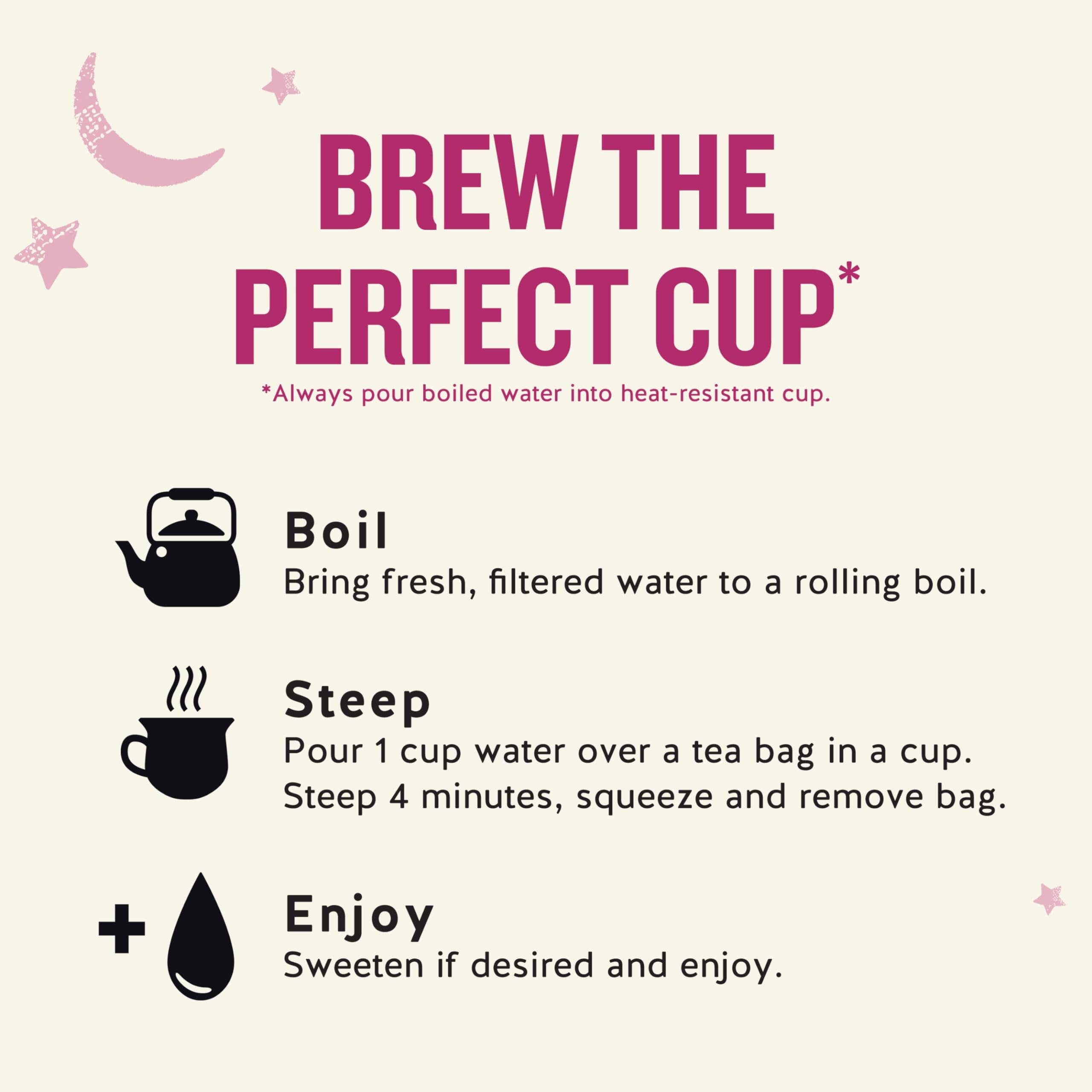Celestial Seasonings Sleepytime Wellness steeping guide shows 4–6 minute timing