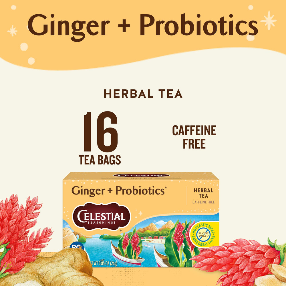 Celestial Seasonings tea bags without strings for easy, low-waste brewing.