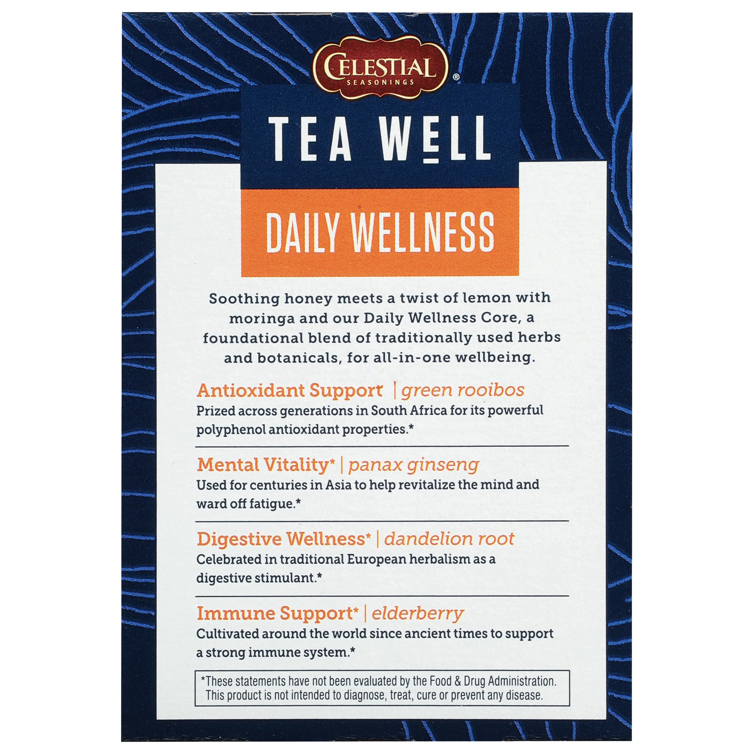 TeaWell Honey Lemon box on shelf highlights organic and gluten-free qualities