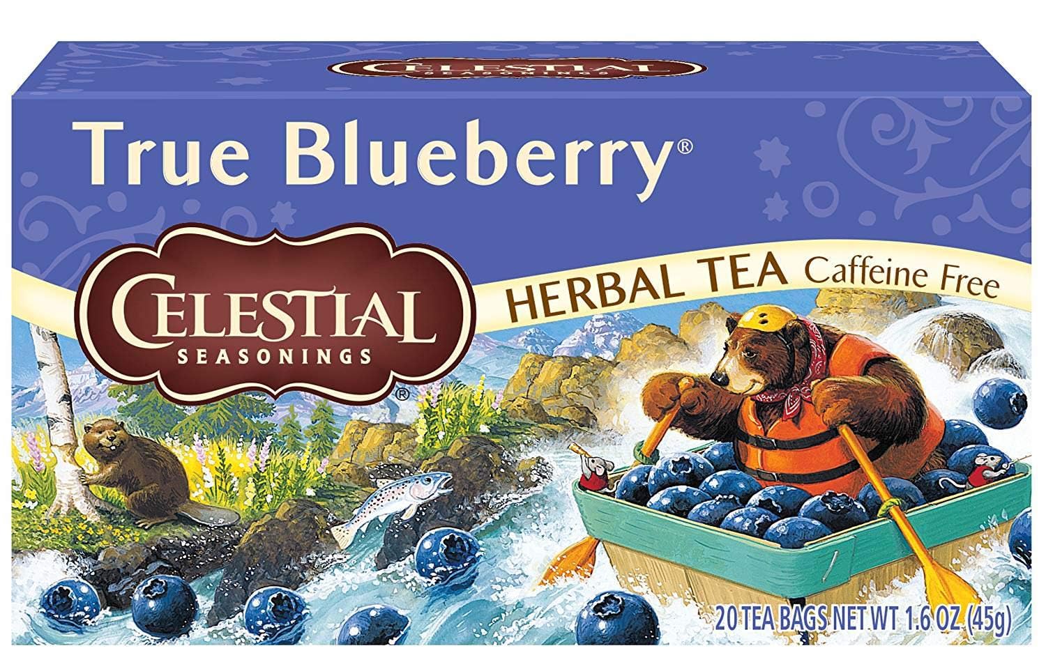 Celestial Seasonings True Blueberry tea brewed cup steaming inviting cozy moments
