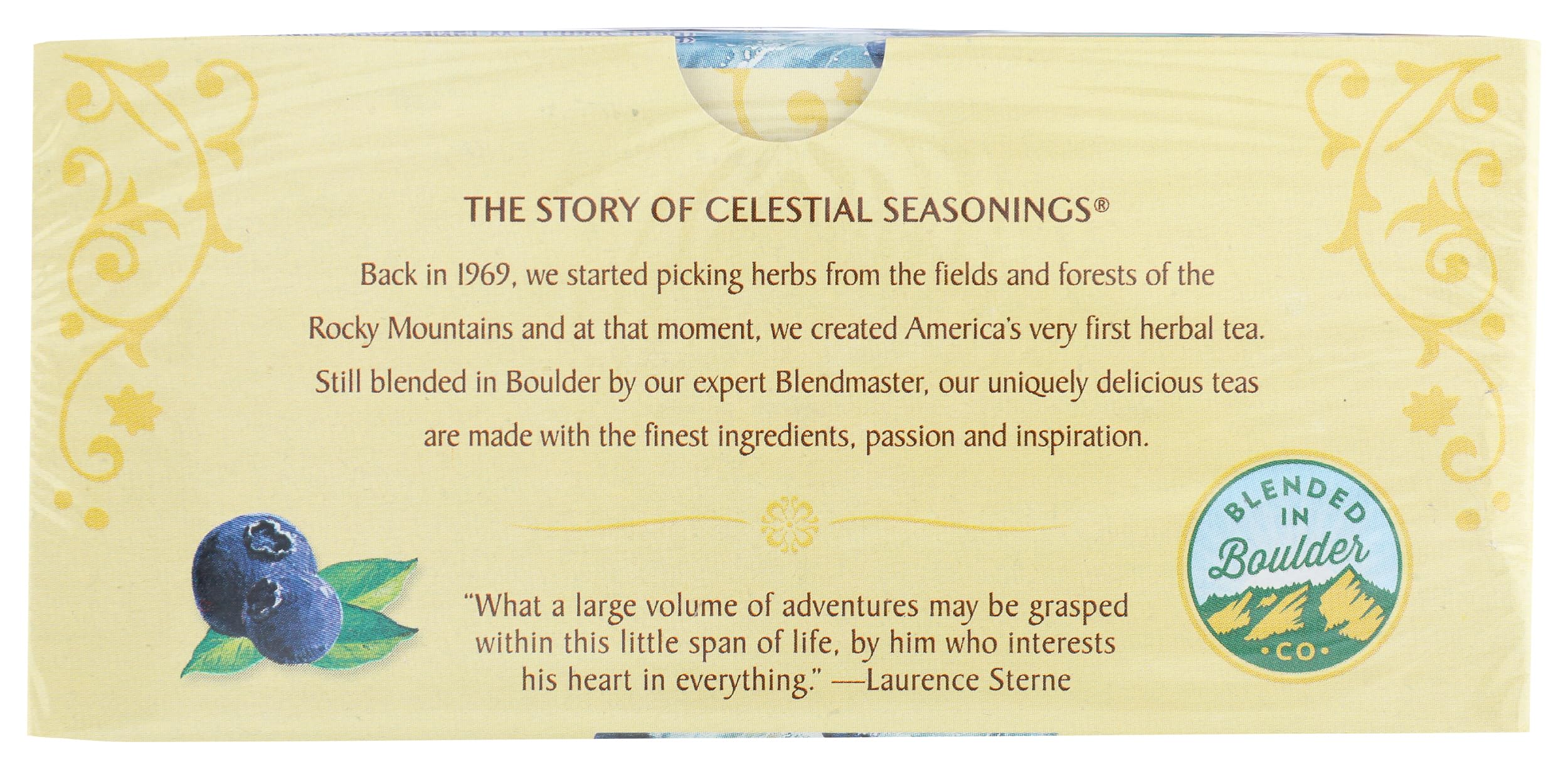Celestial Seasonings True Blueberry Tea cup close-up, vibrant berry notes