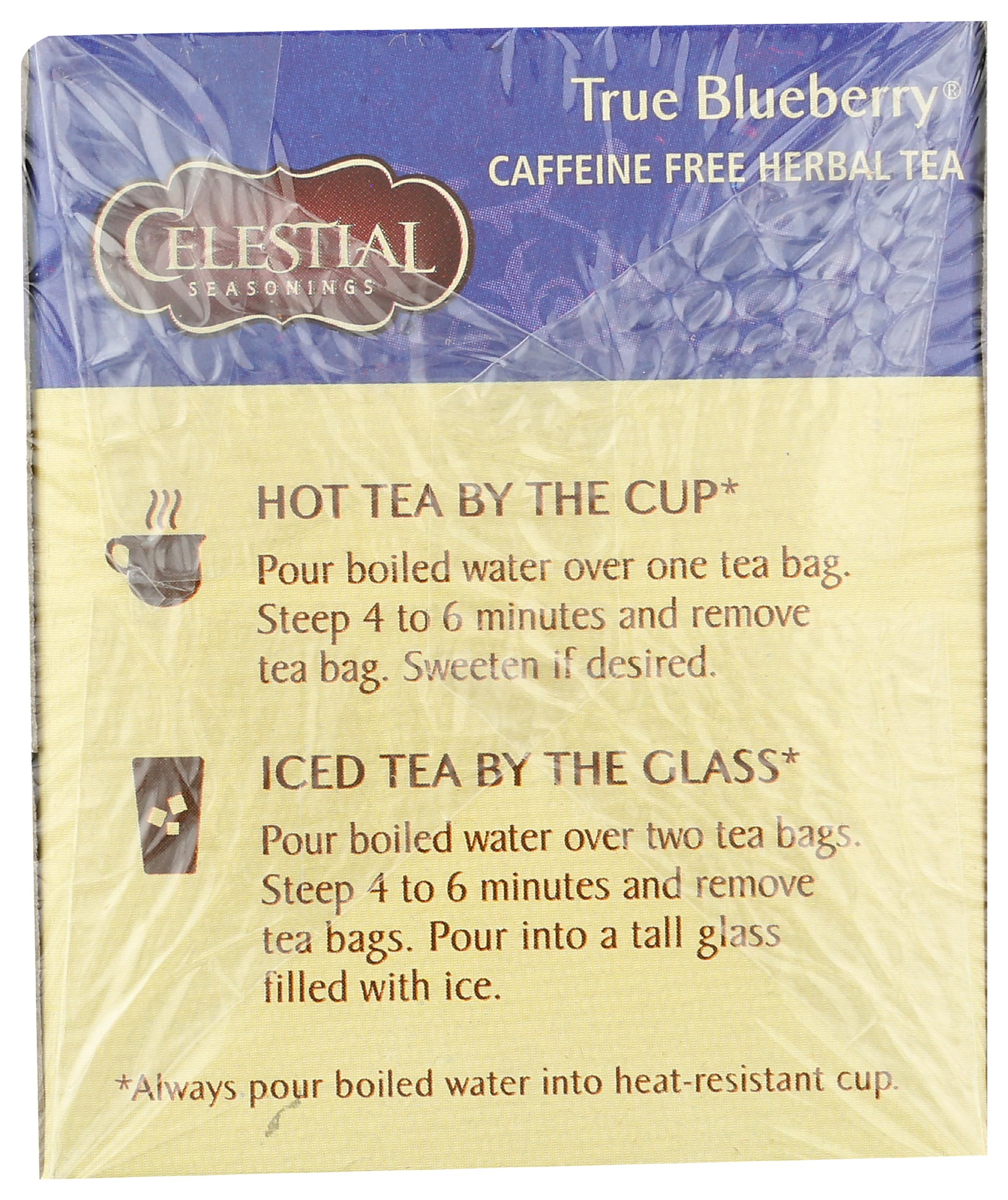 Celestial Seasonings True Blueberry Tea hot-steep steam, inviting aroma