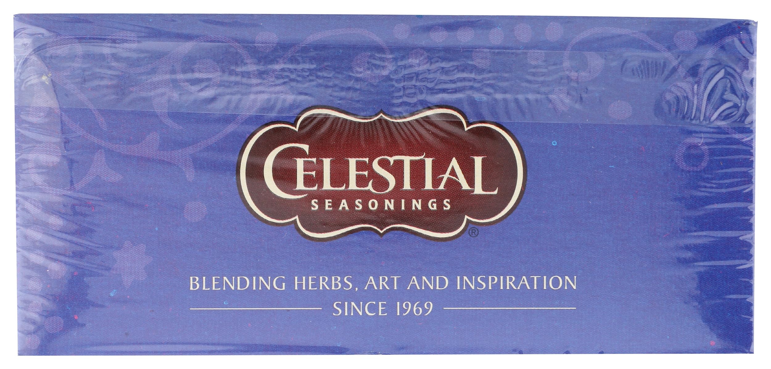 Celestial Seasonings True Blueberry Tea packaging detail highlighting natural ingredients