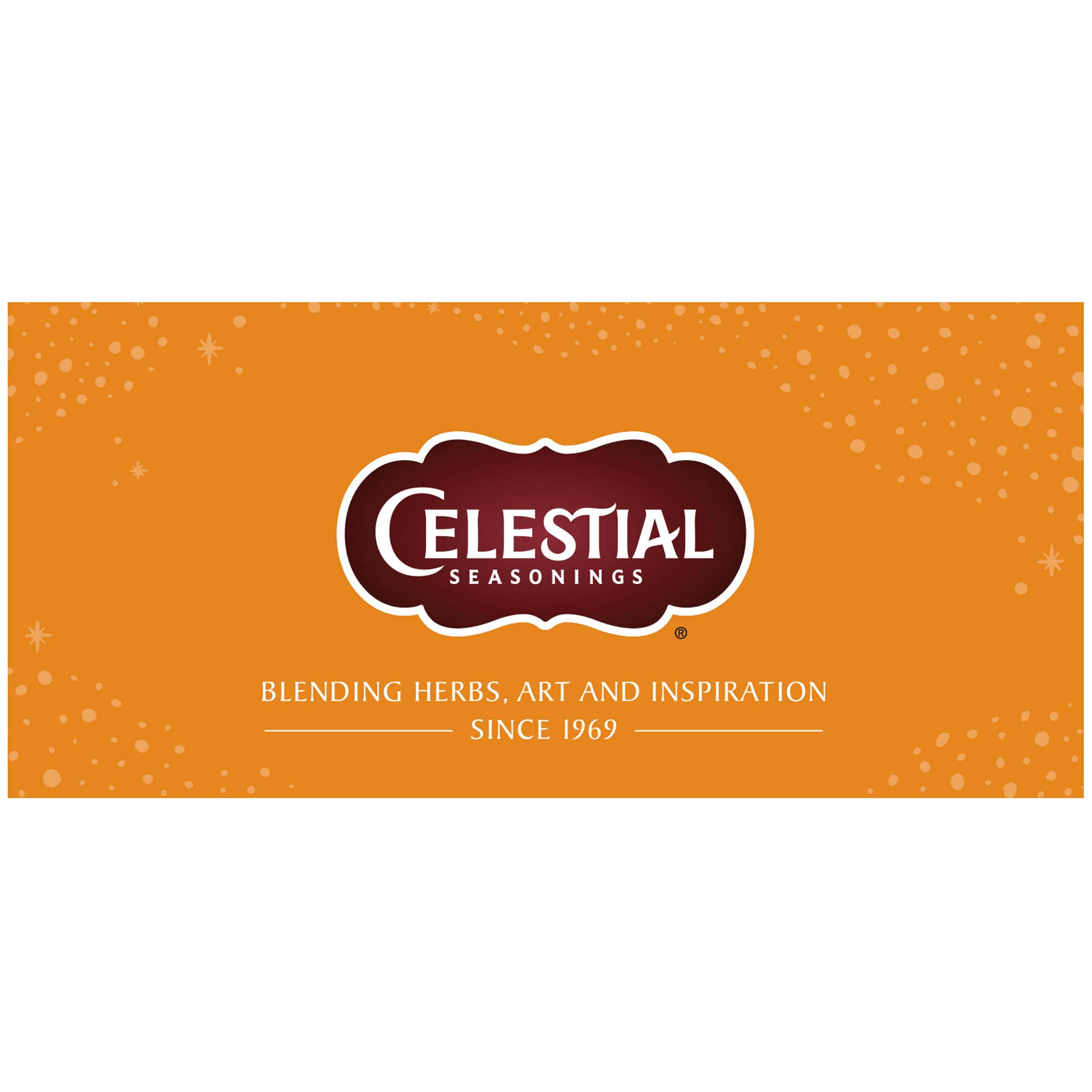 Celestial Seasonings Vermont Maple Ginger tea ingredients closeup; ginger, cinnamon and maple notes visible