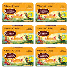 Celestial Seasonings Vitamin C Shine tea cup brew, citrusy and caffeine-free