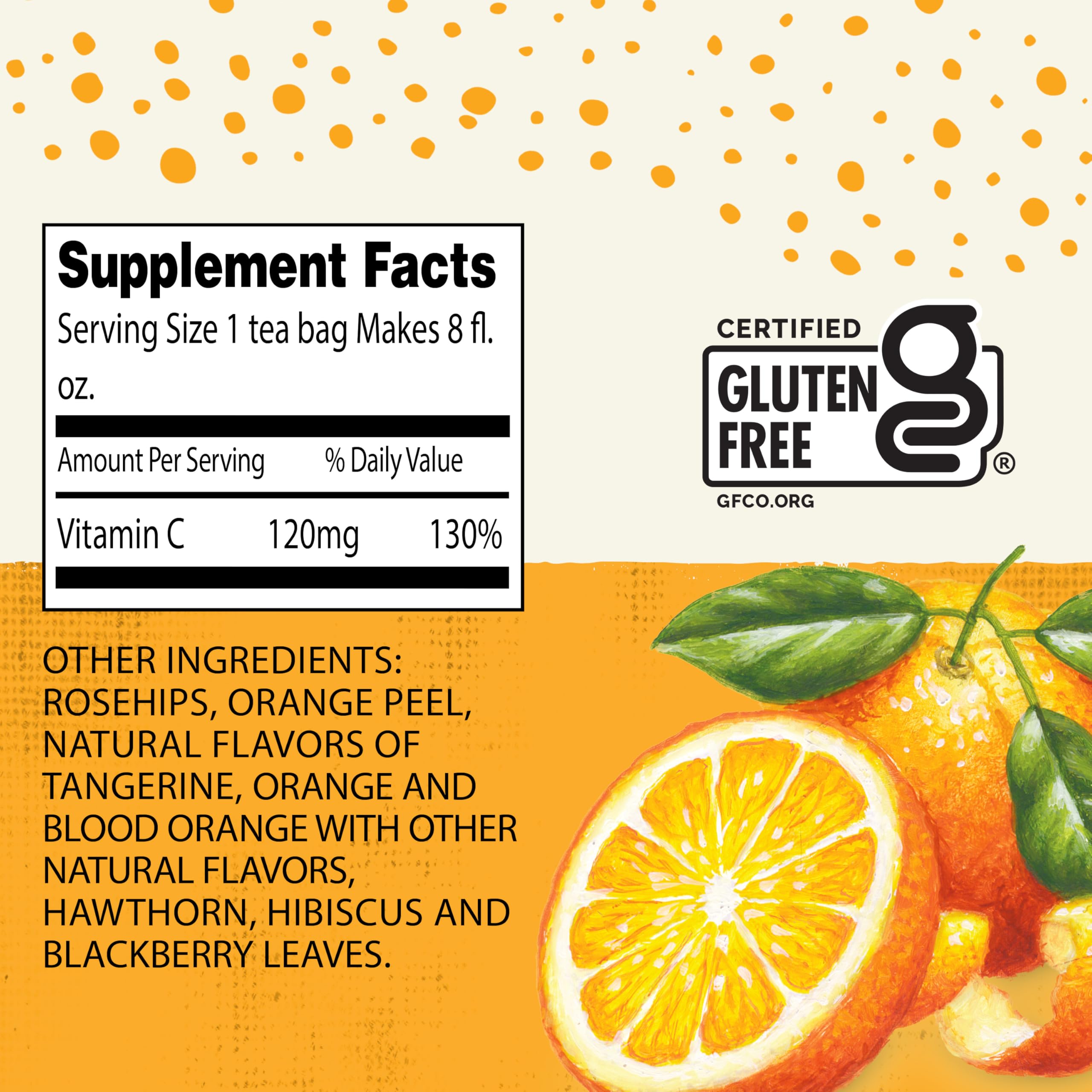 Celestial Seasonings Vitamin C Shine ingredients-closeup shows bright citrus aroma for a refreshing lift
