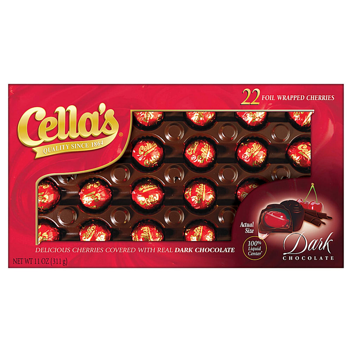 Cellas dark chocolate covered cherries with glossy shells, perfect for gifting or snacking.