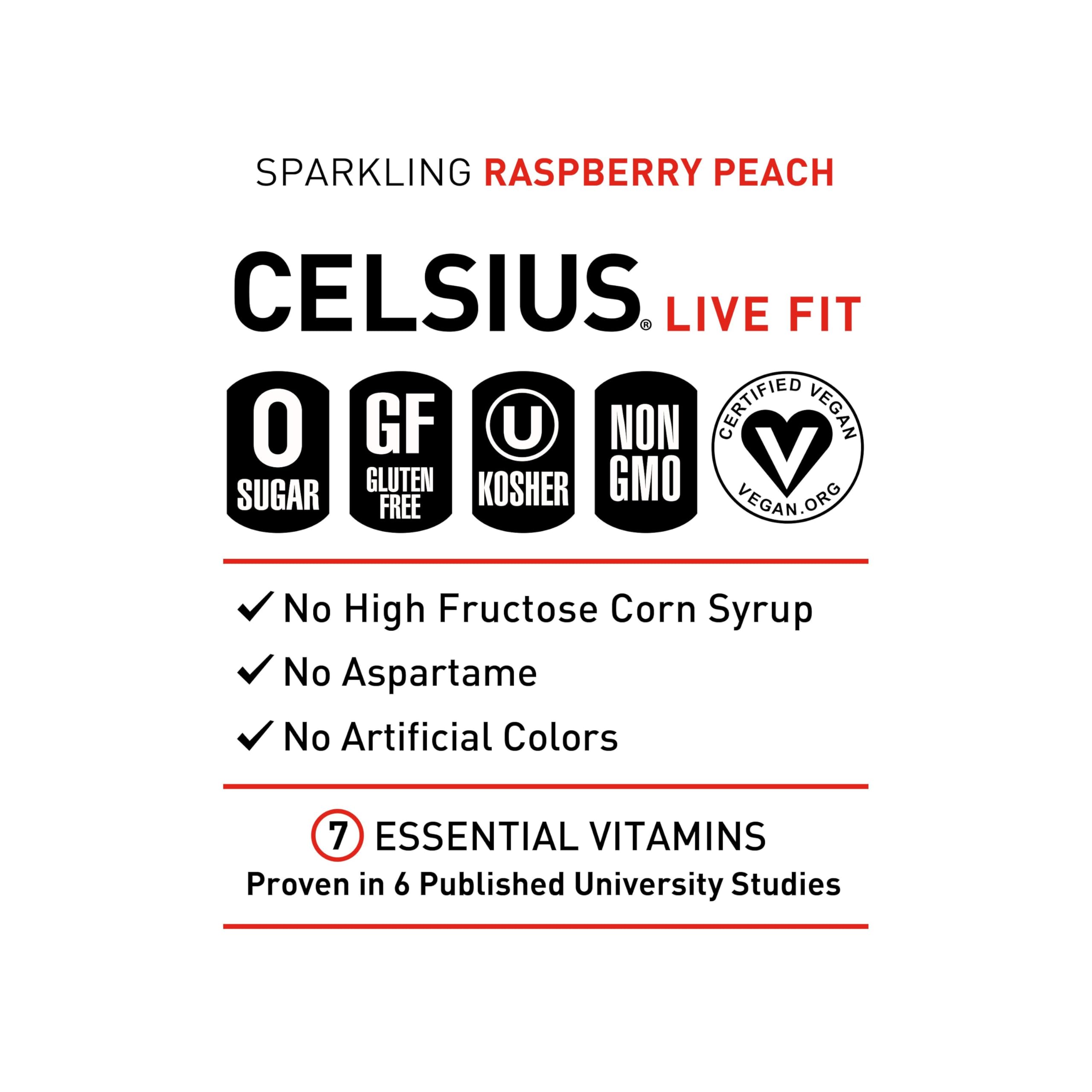 Six-pack of CELSIUS cans stacked for gym bag convenience