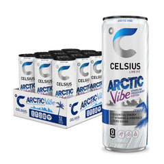 CELSIUS Arctic Vibe Frozen Berry can delivering a refreshing pre-workout energy boost