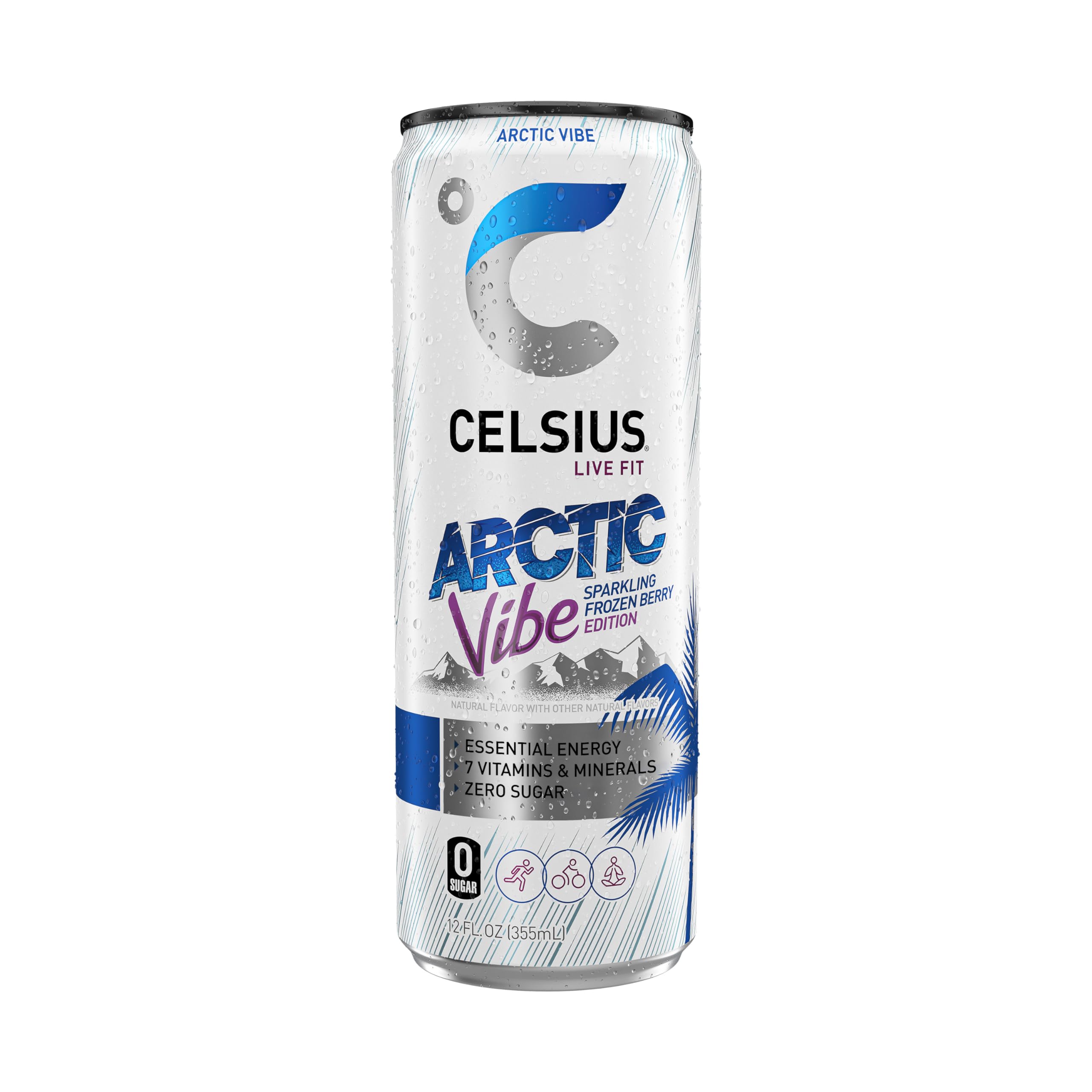 CELSIUS Arctic Vibe ingredients panel highlights caffeine and vitamins for energy