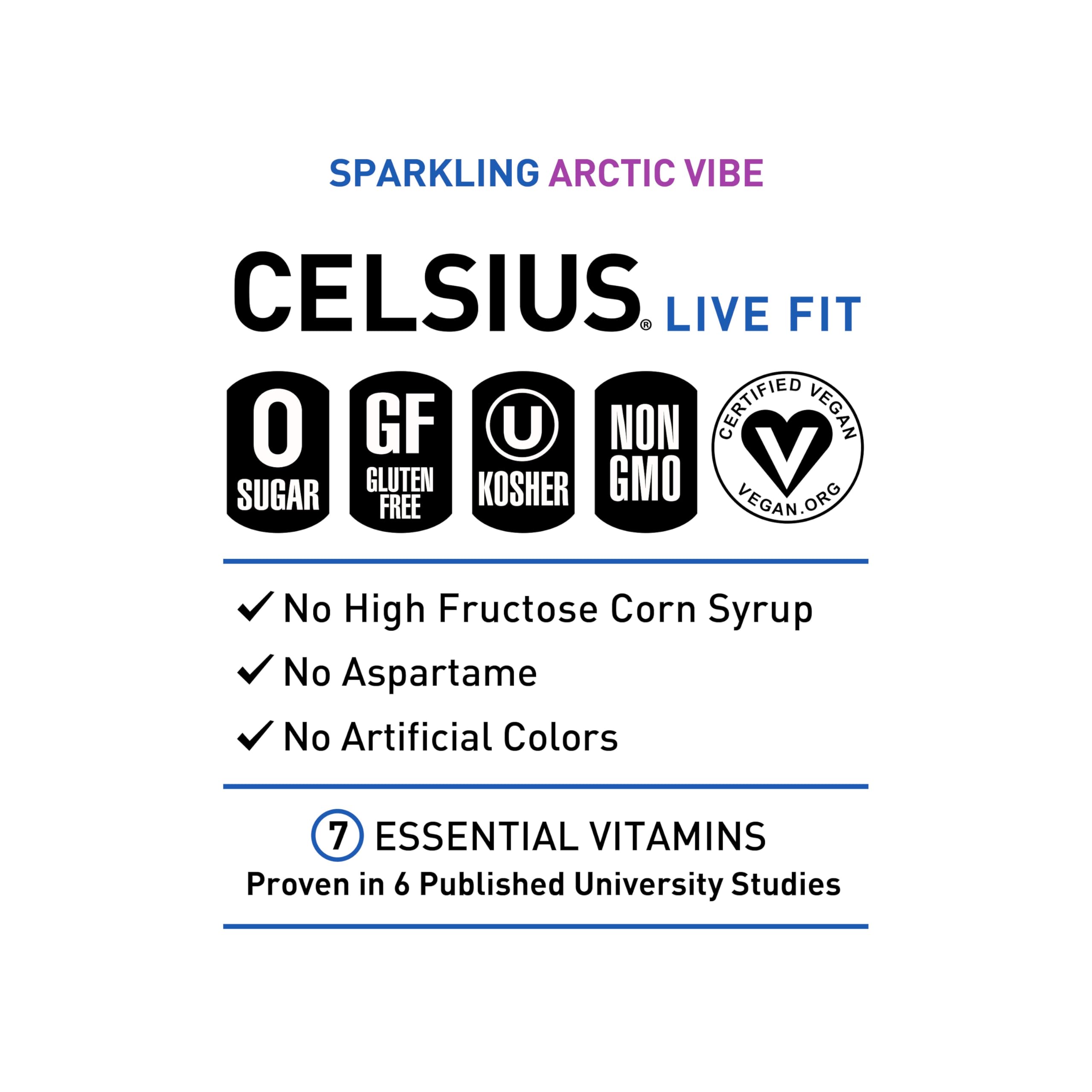 CELSIUS Arctic Vibe sparkling can close-up emphasizing crisp berry flavor and refreshment