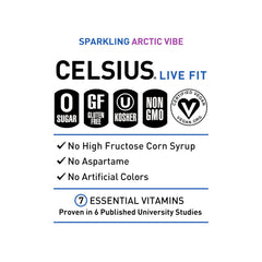CELSIUS Arctic Vibe sparkling can close-up emphasizing crisp berry flavor and refreshment