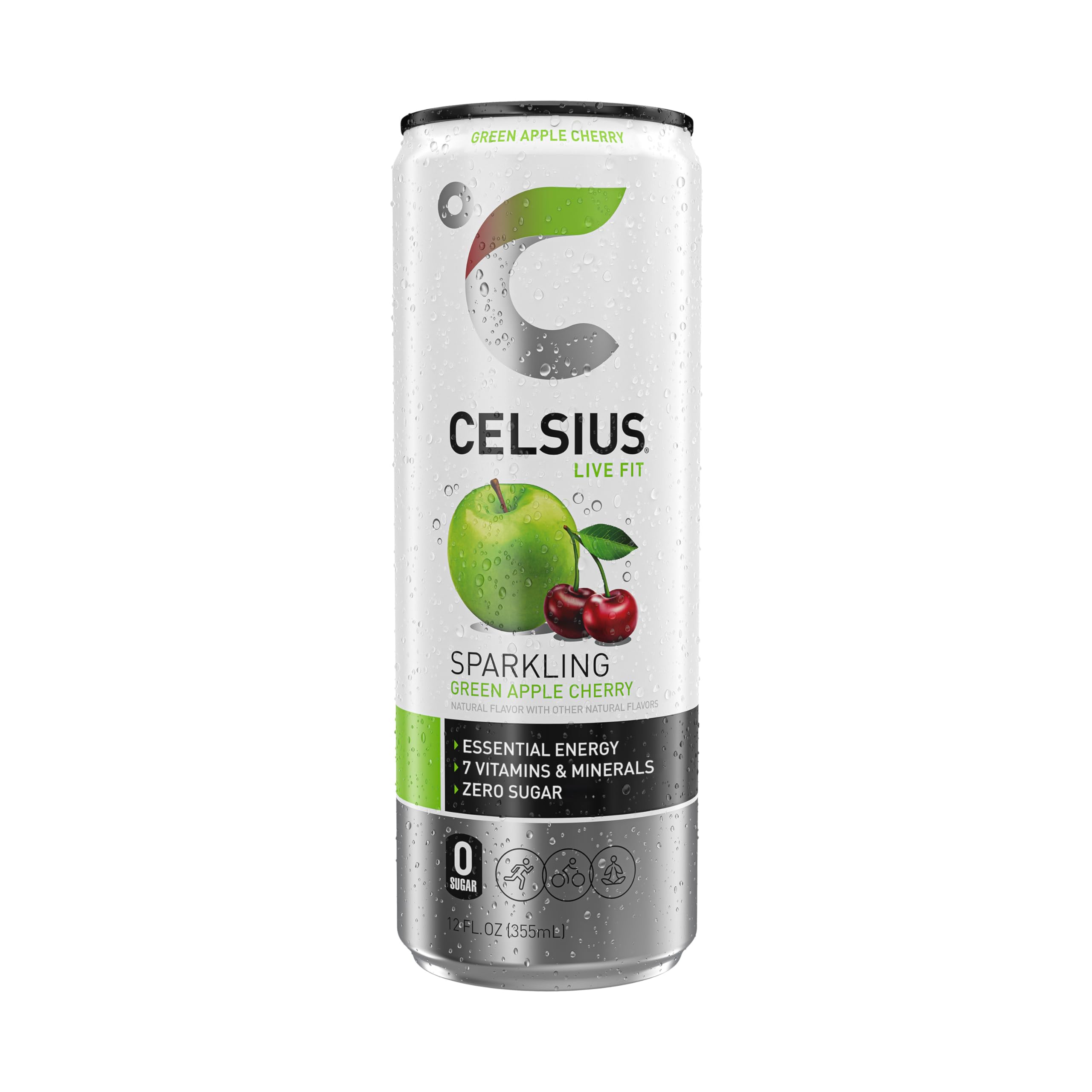 CELSIUS can on ice with a glass conveys crisp, refreshing hydration