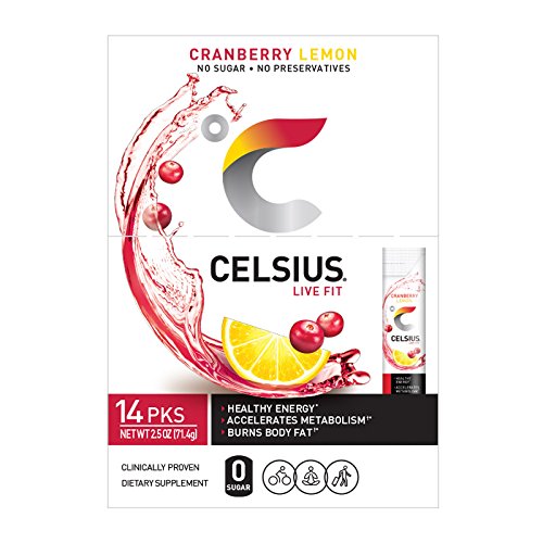 CELSIUS Cranberry Lemon stick dissolving in water for flavorful energy lift.