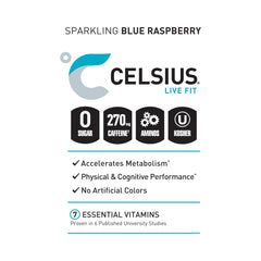 Athlete prepping for training with Celsius Essentials Sparkling Blue Crush.