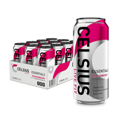 CELSIUS ESSENTIALS Sparkling Dragonberry can front view, sugar-free energy for workouts.