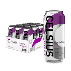 Celsius Essentials Sparkling Grape Slush 12-pack can for workouts and on-the-go energy
