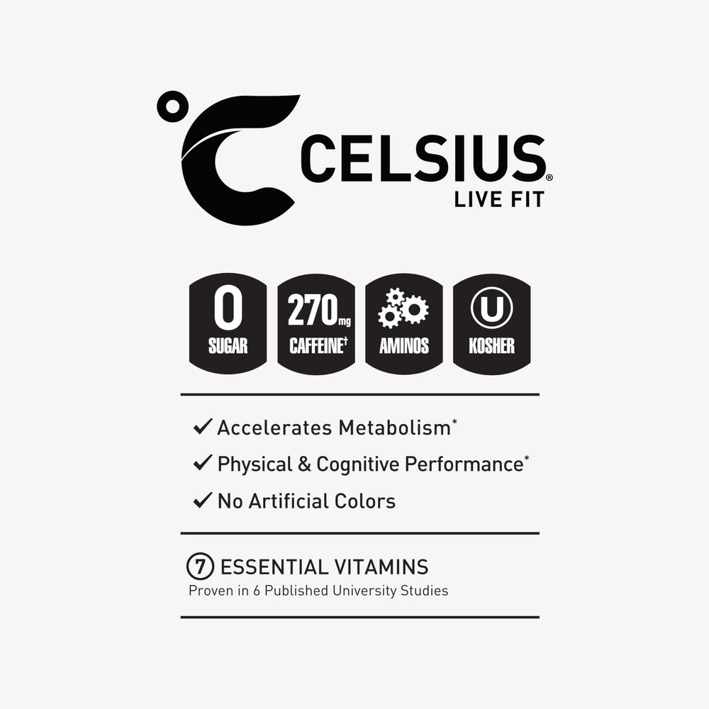 CELSIUS Essentials Sparkling Watermelon Ice bottle on a gym counter, post-workout refreshment.