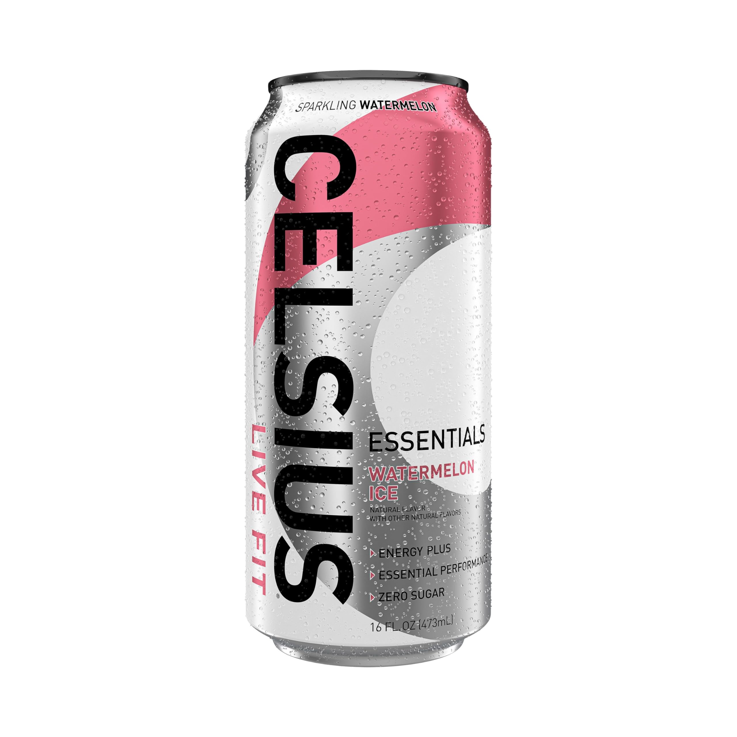 CELSIUS Essentials Sparkling Watermelon Ice can showing 270 mg caffeine for focused energy.