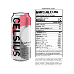 CELSIUS Essentials Sparkling Watermelon Ice being poured into a glass for a refreshing pick-me-up.