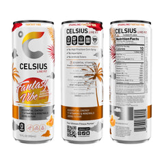 Celsius Fantasy Vibe can angled view emphasizes bold branding and energy.