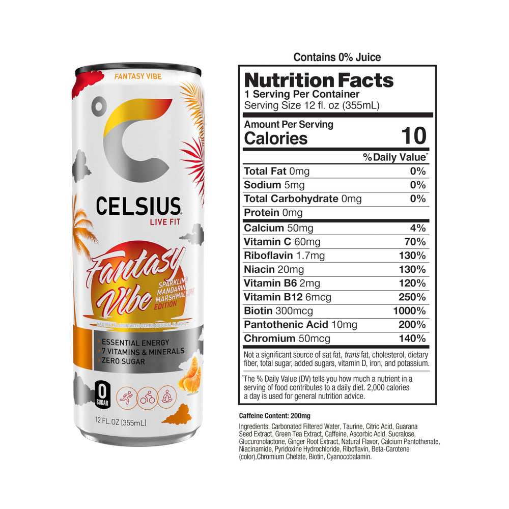 Celsius Fantasy Vibe marshmallow detail reveals creamy finish and flavor.