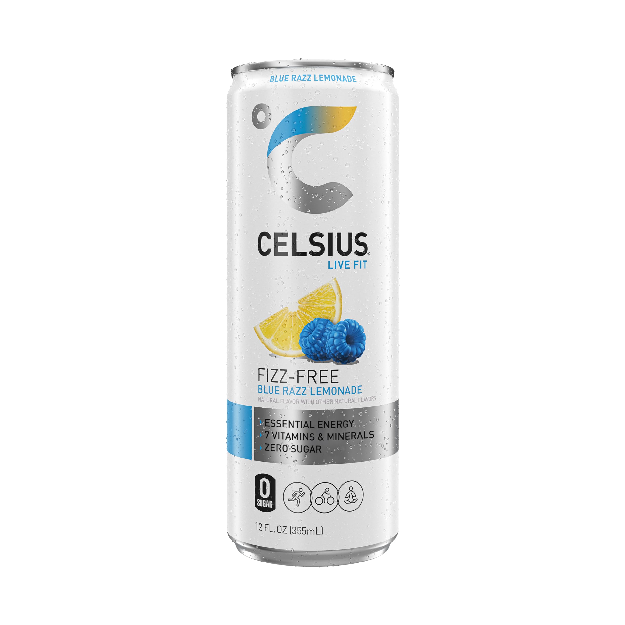 CELSIUS Fizz Free Blue Razz Lemonade pour over ice